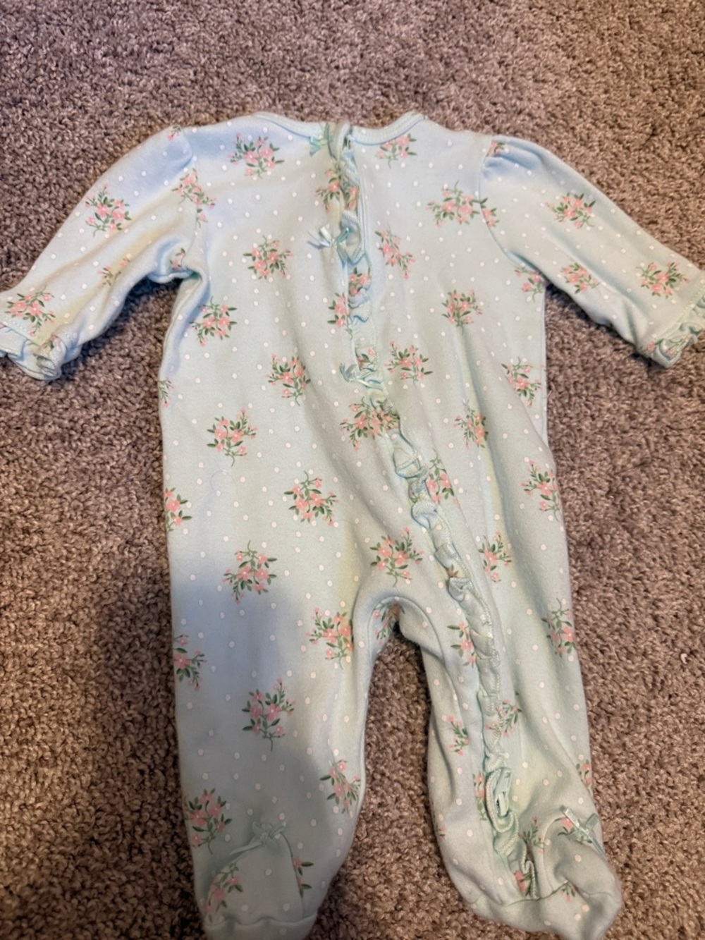 Little Me Pastel Blue Floral Footed One-Piece Romper